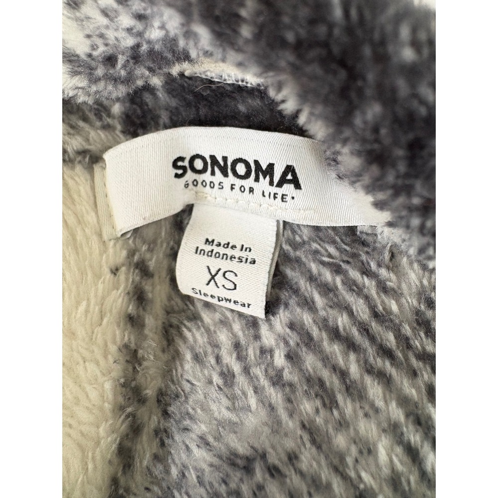 Sonoma Goods for Life Plaid Robe XS Black White Sherpa Trim Sleepwear - Picture 4 of 5